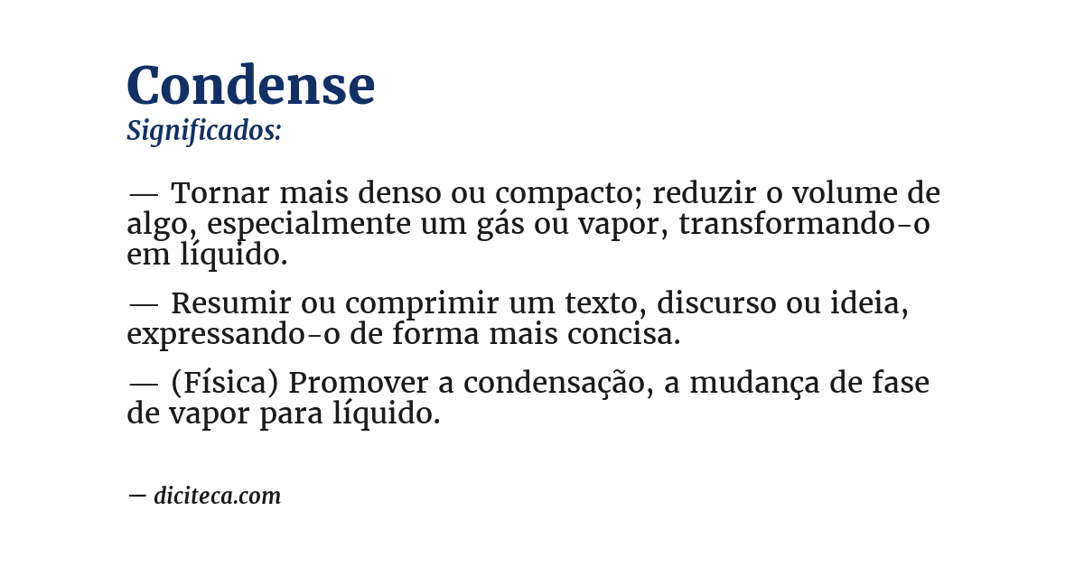 Significado de condense