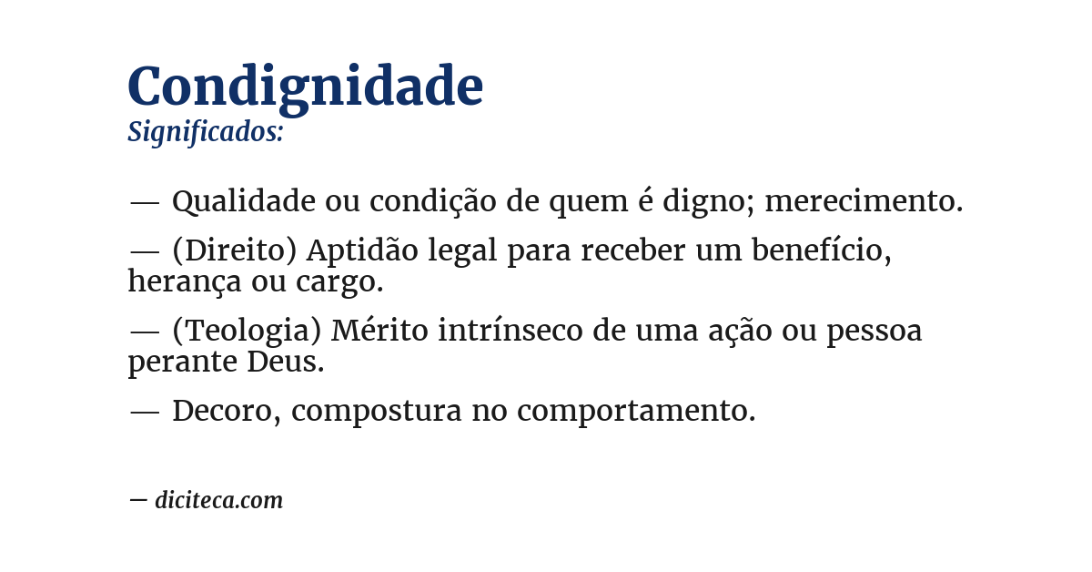 Significado de condignidade