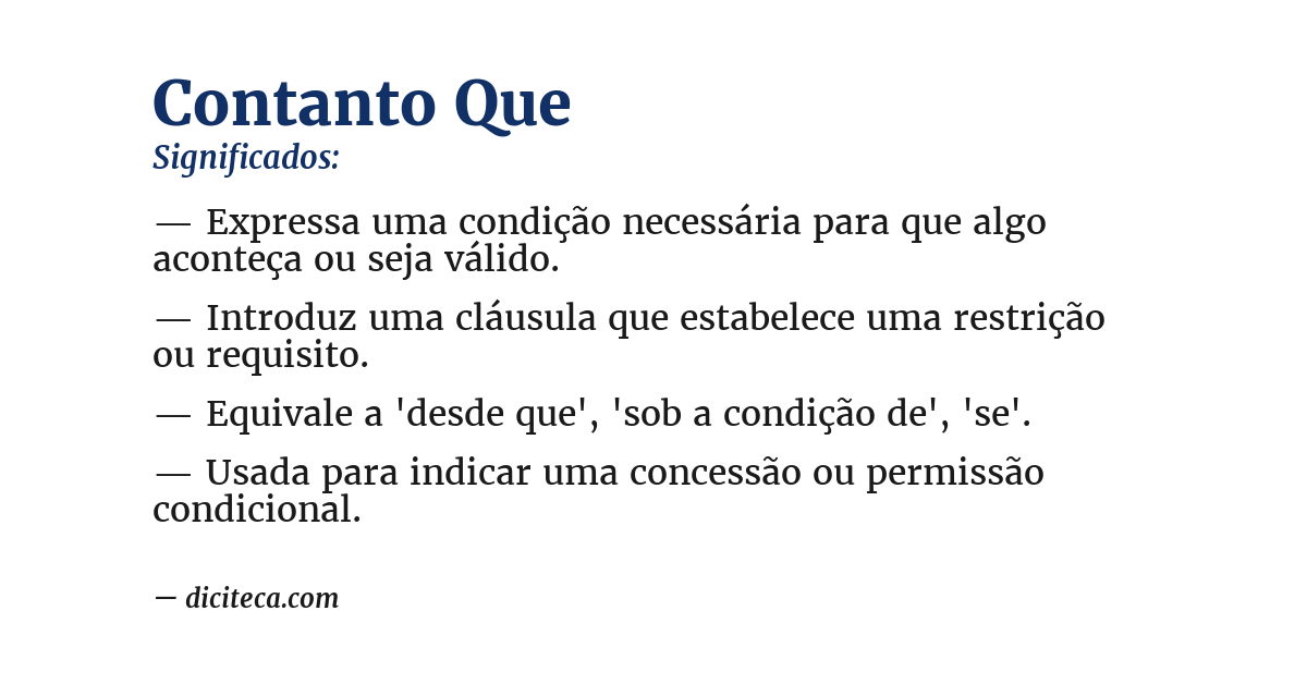Significado de contanto que