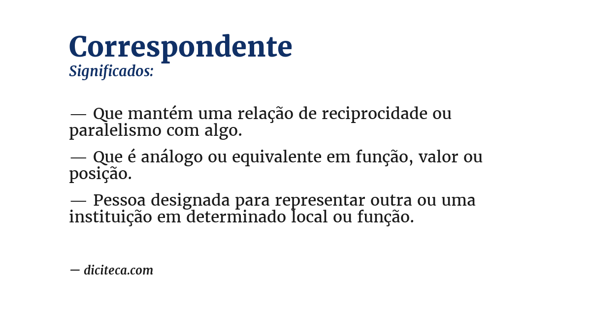 Significado de correspondente