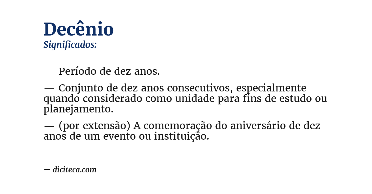 Significado de decênio