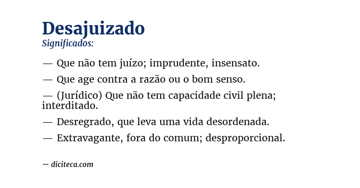 Significado de desajuizado