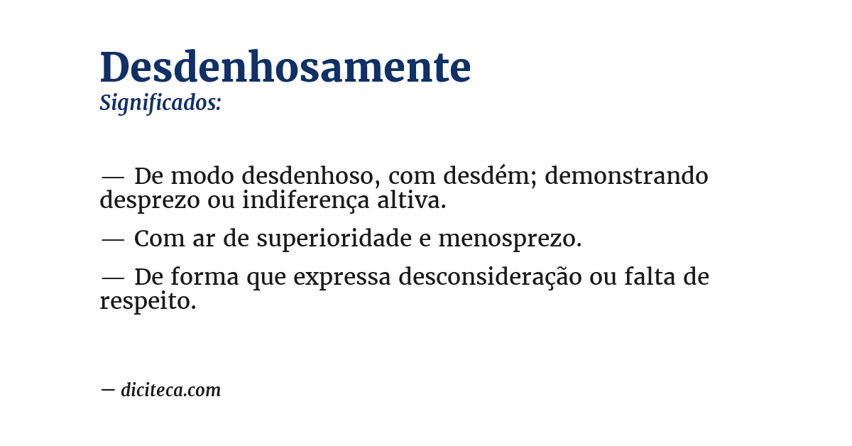 Significado de desdenhosamente