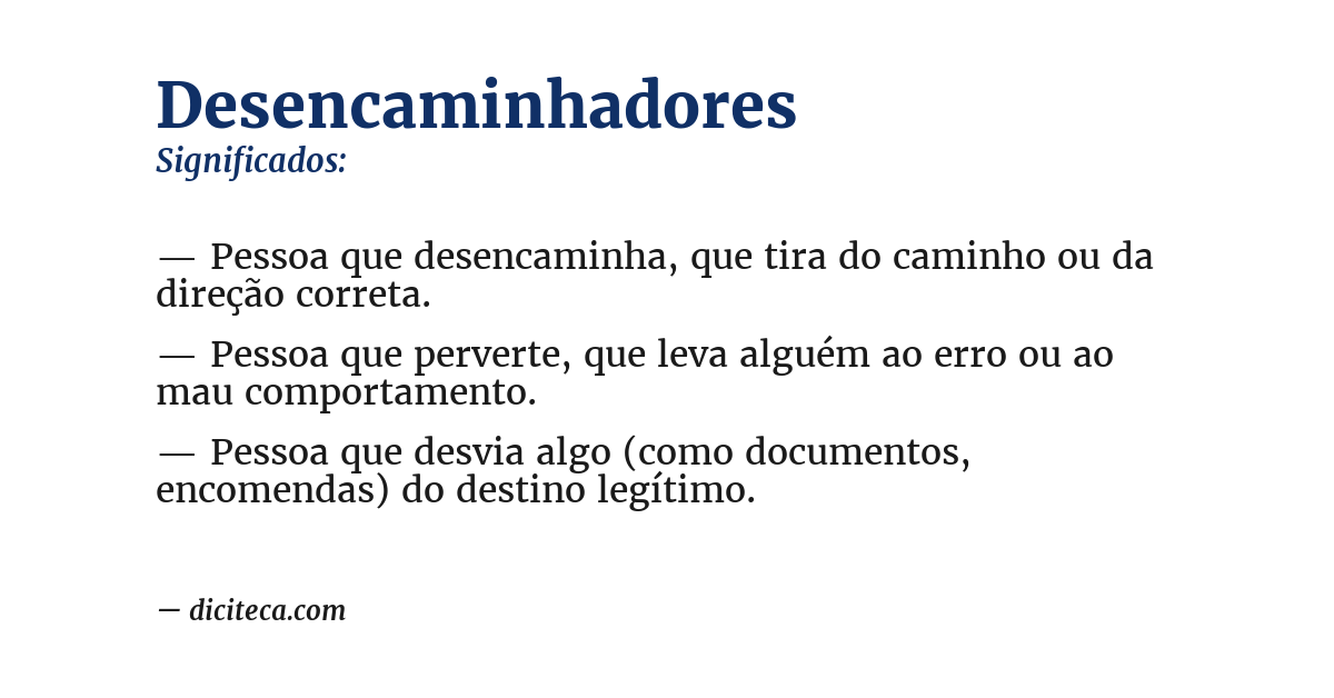 Significado de desencaminhadores
