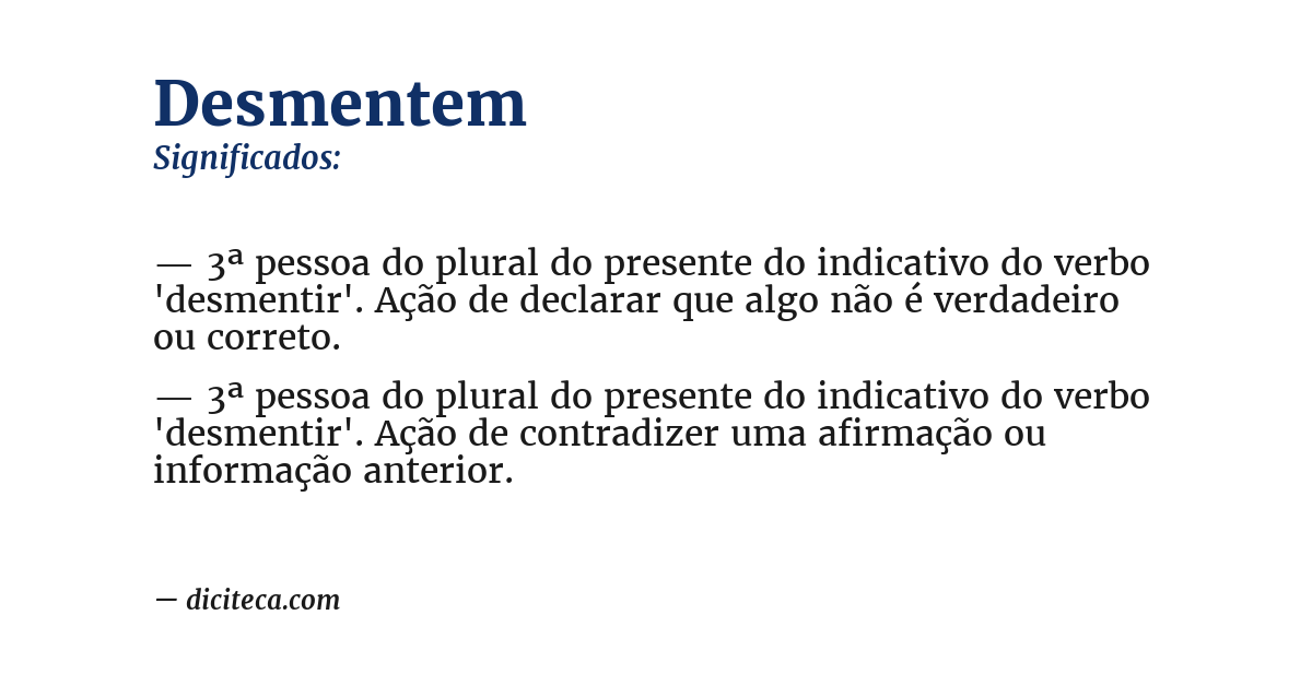 Significado de desmentem