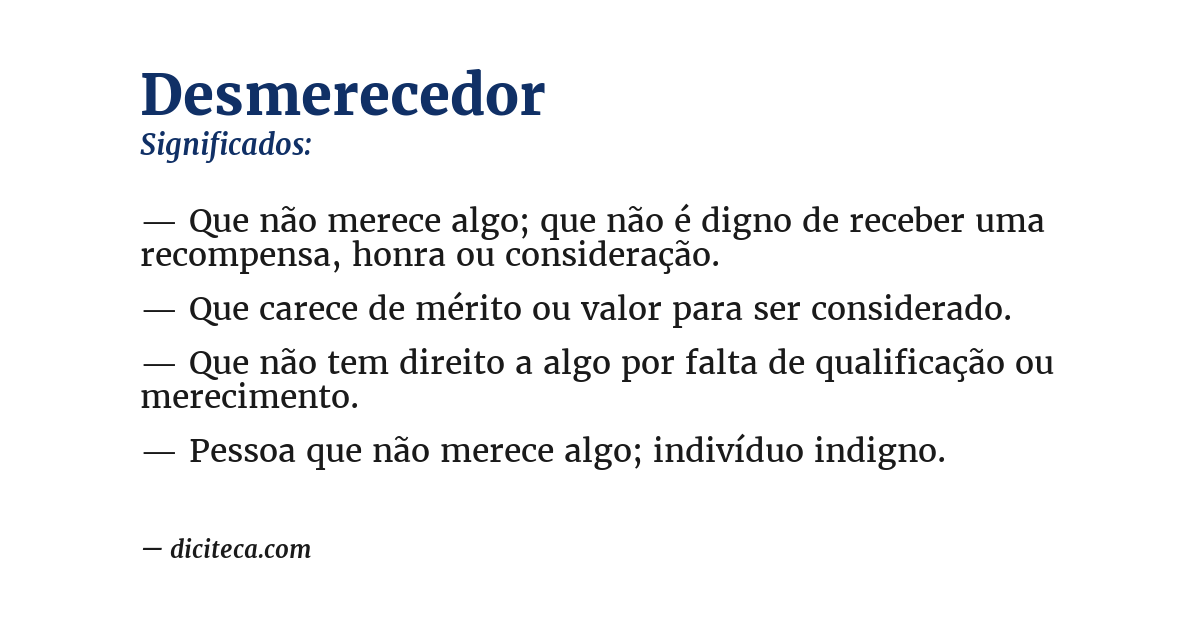 Significado de desmerecedor