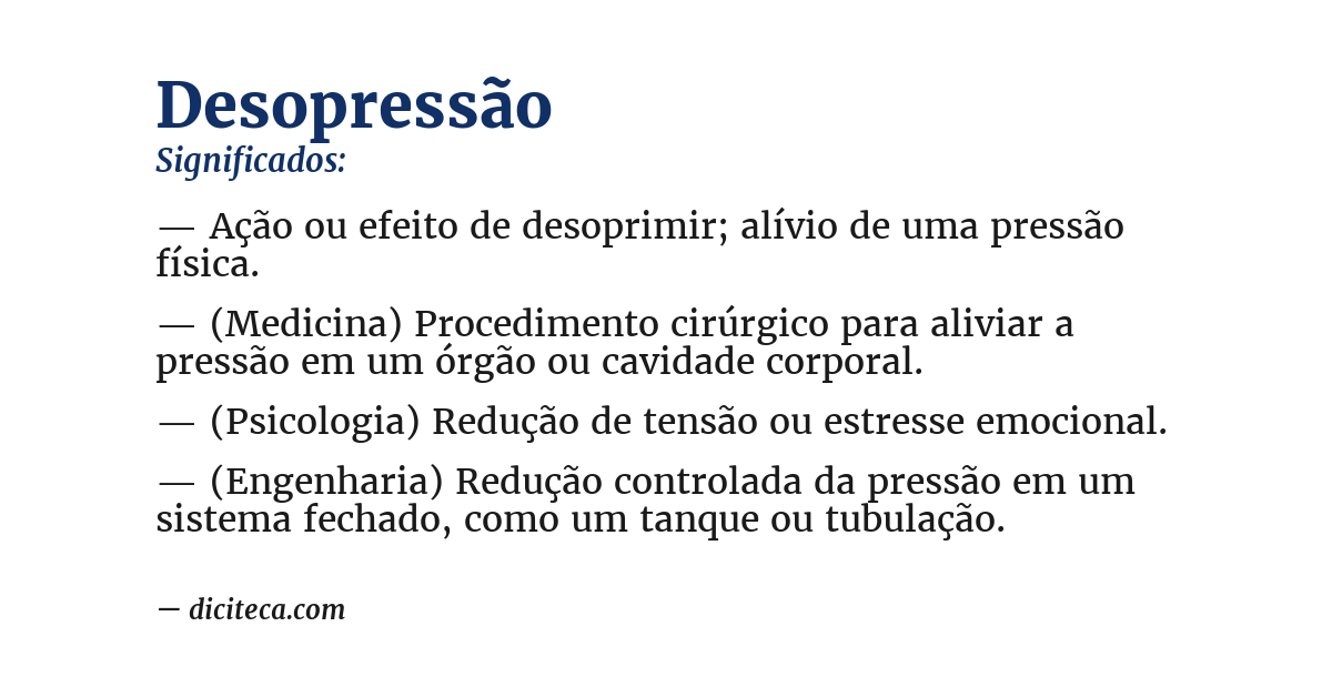 Significado de desopressão