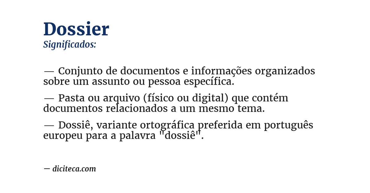 Significado de dossier