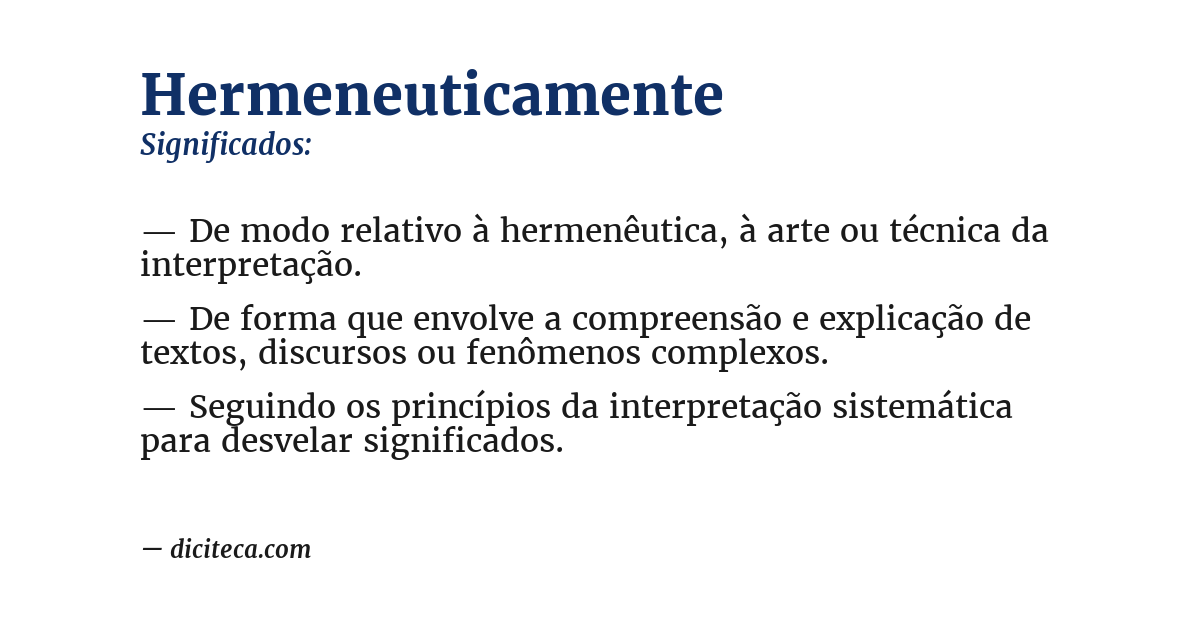 Significado de hermeneuticamente
