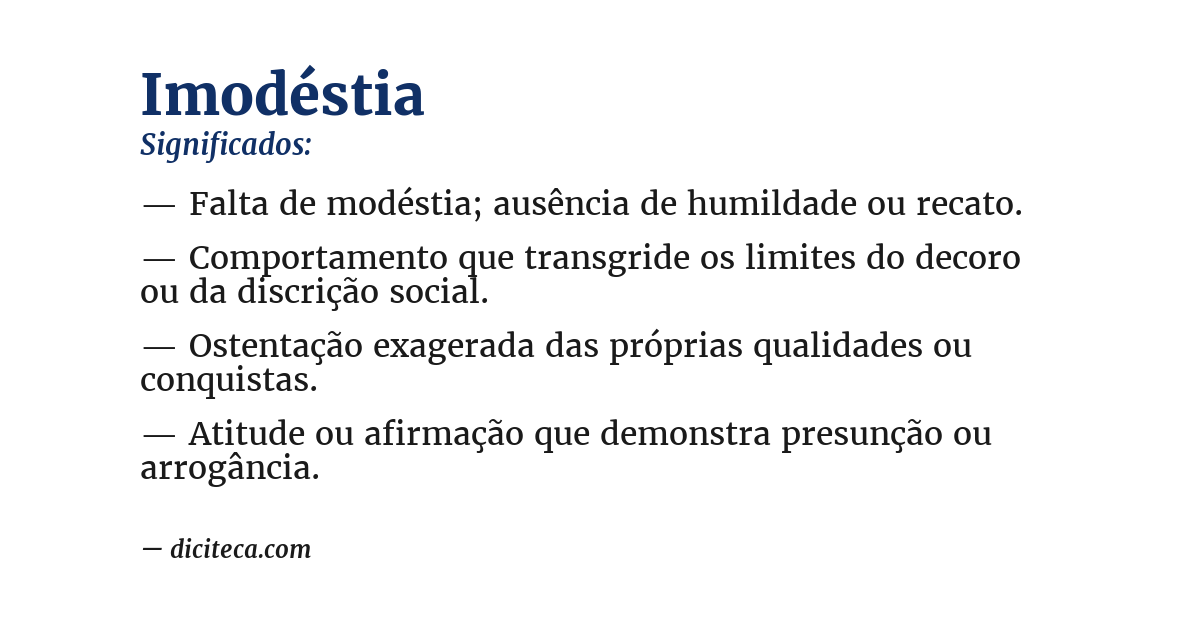 Significado de imodéstia