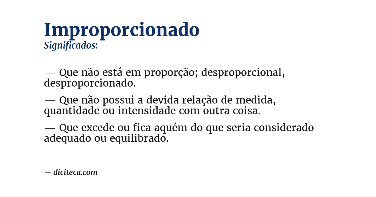 Significado de improporcionado
