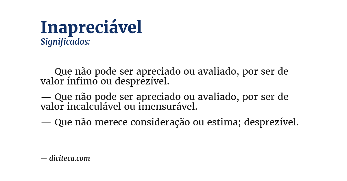 Significado de inapreciável