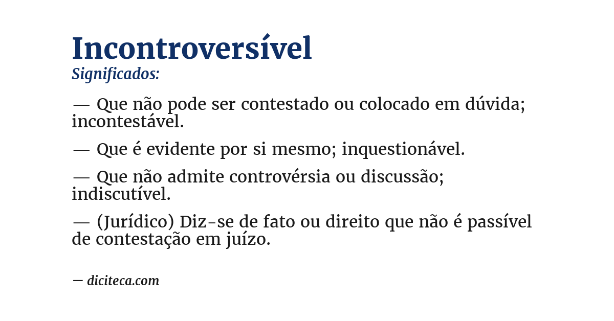 Significado de incontroversível