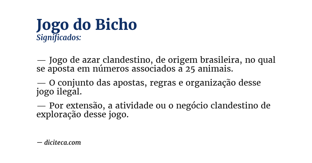 Significado de jogo do bicho