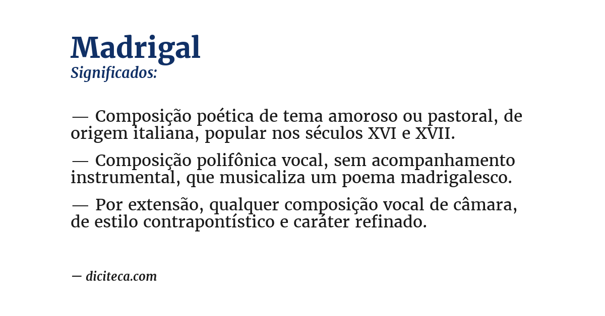 Significado de madrigal