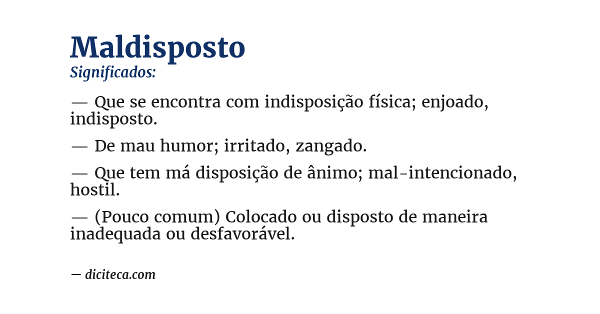 Significado de maldisposto