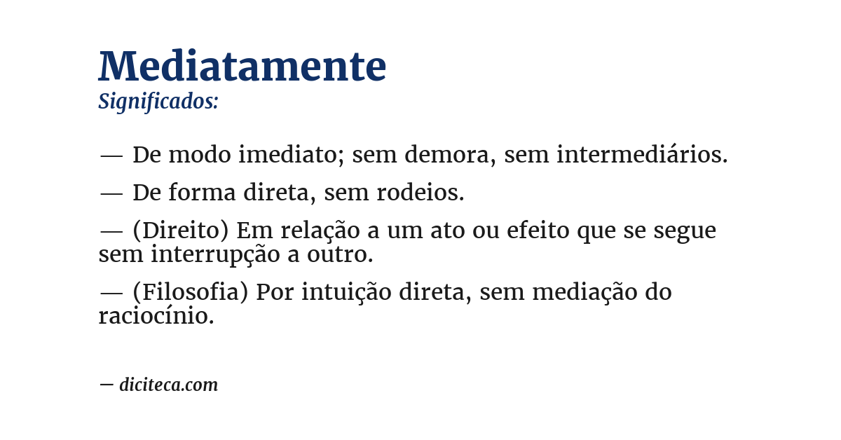Significado de mediatamente