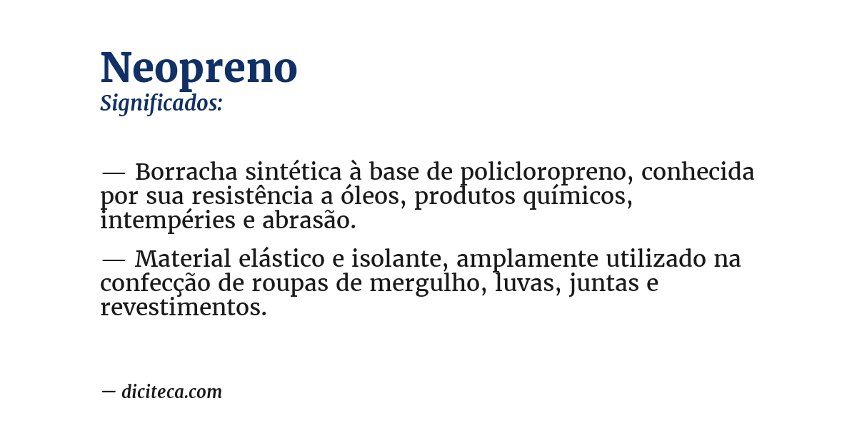 Significado de neopreno