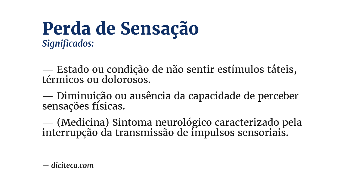Significado de perda de sensação