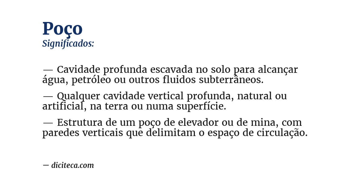 Significado de poço