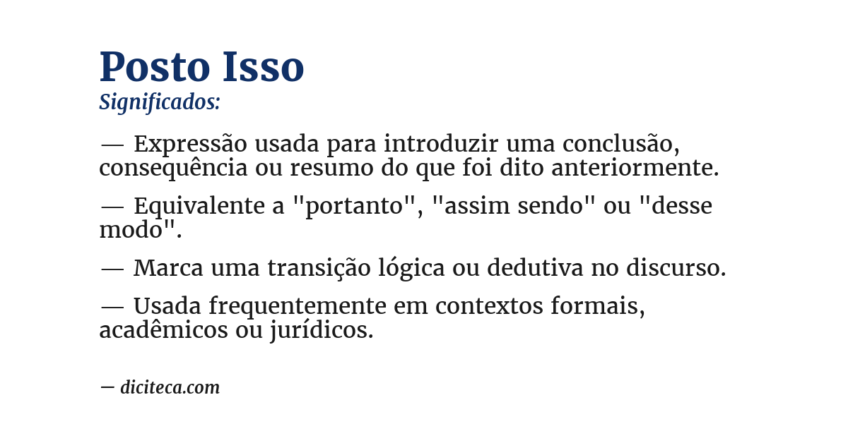 Significado de posto isso