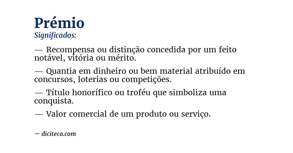 Significado de prémio