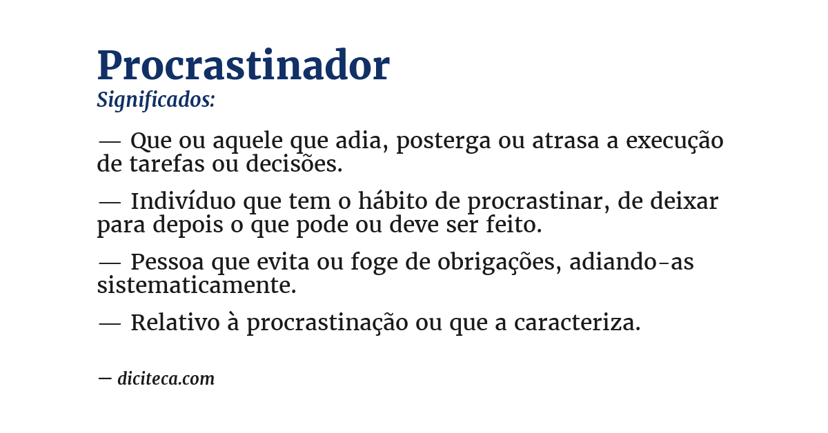 Significado de procrastinador