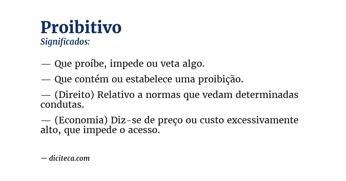 Significado de proibitivo