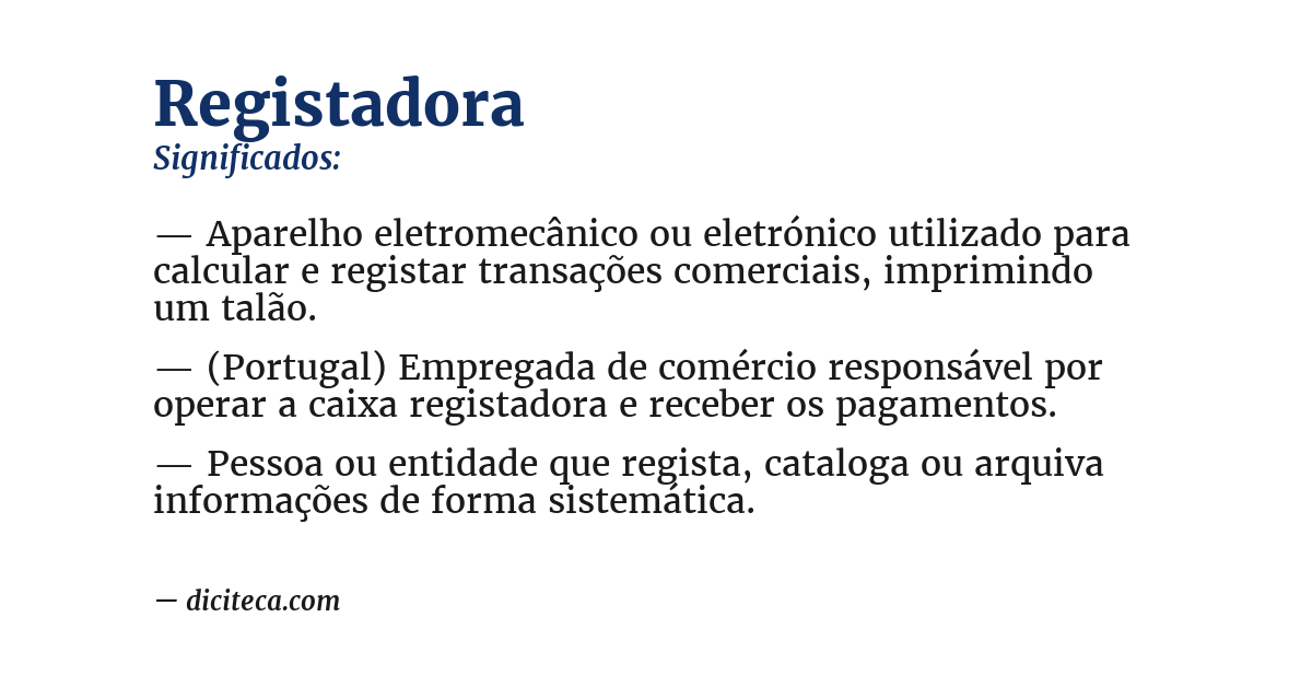 Significado de registadora