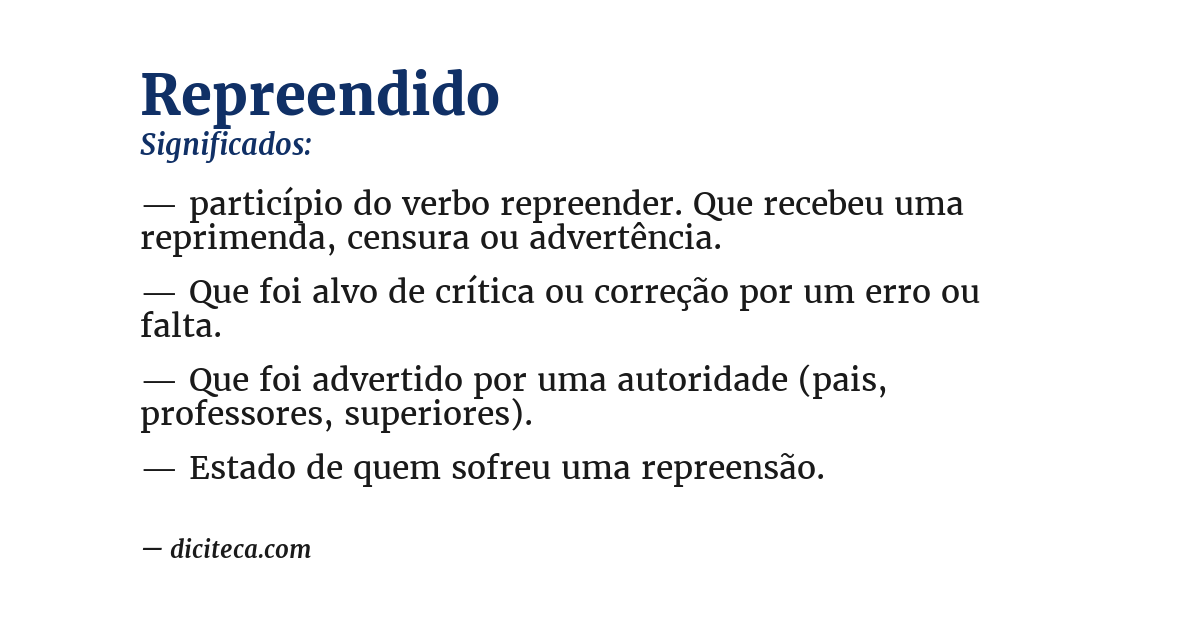 Significado de repreendido