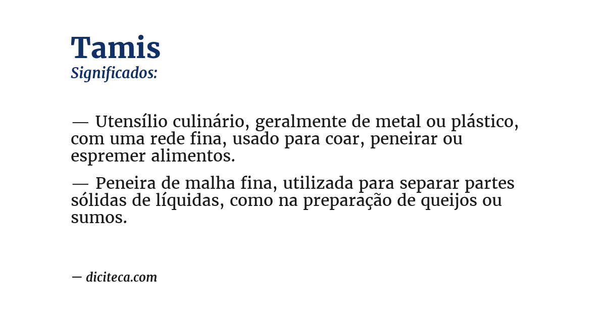 Significado de tamis