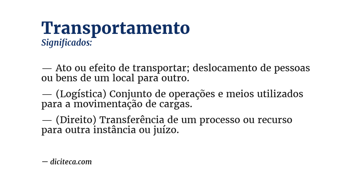 Significado de transportamento