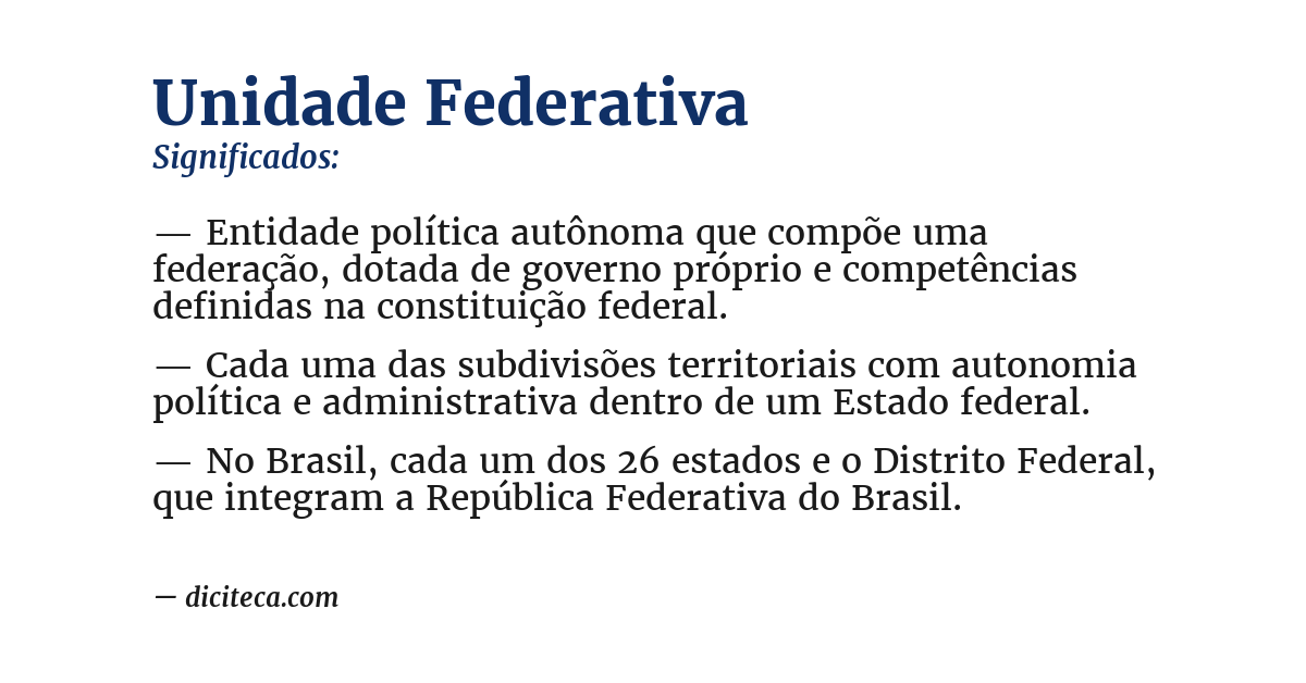 Significado de unidade federativa