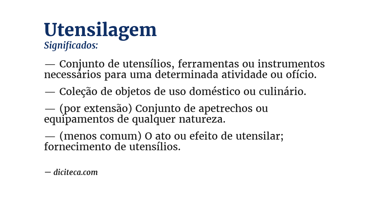 Significado de utensilagem