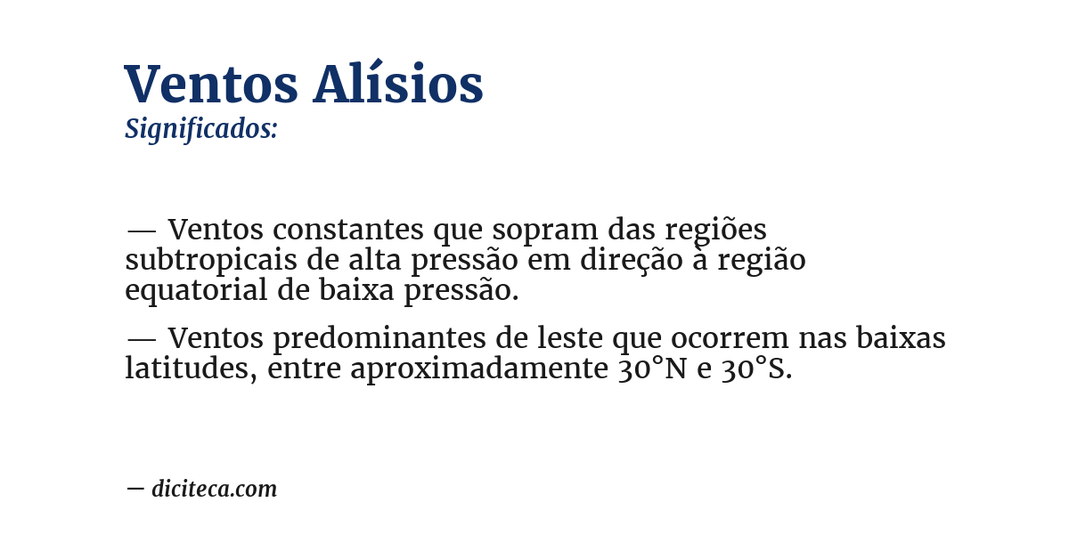 Significado de ventos alísios