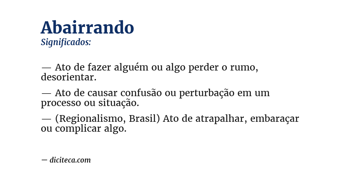 Significado de abairrando