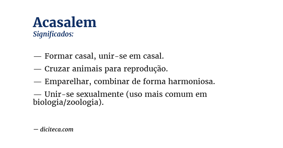 Significado de acasalem