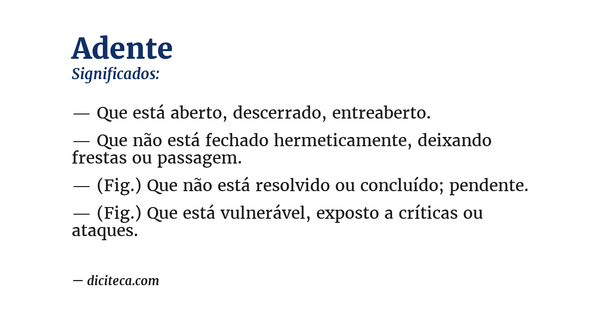 Significado de adente