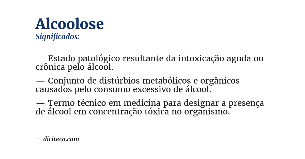 Significado de alcoolose