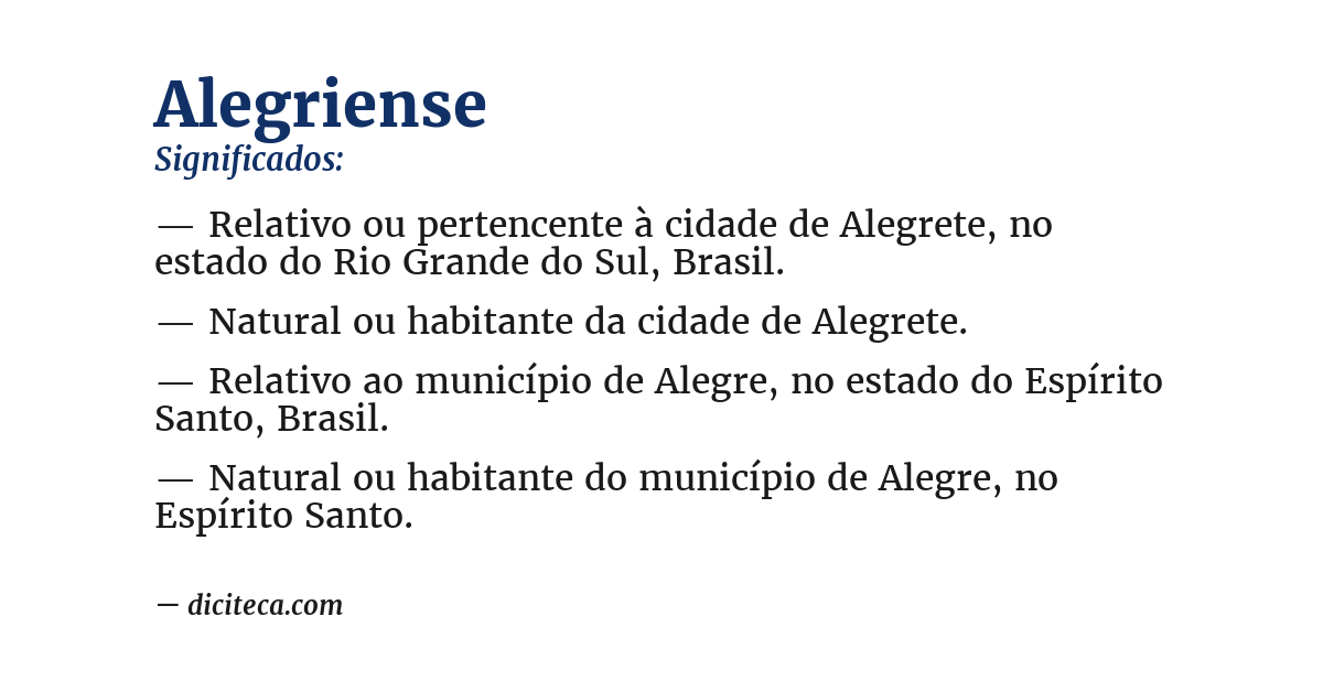 Significado de alegriense