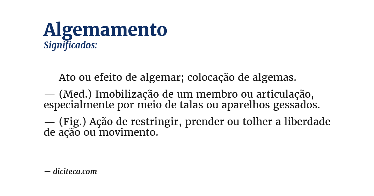 Significado de algemamento