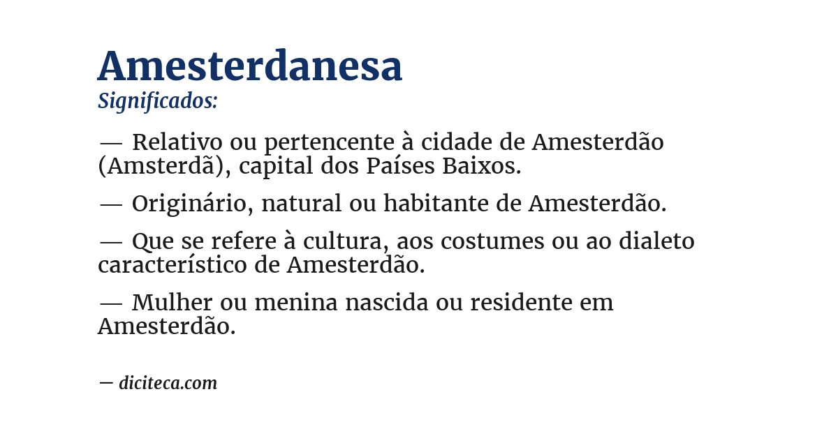 Significado de amesterdanesa