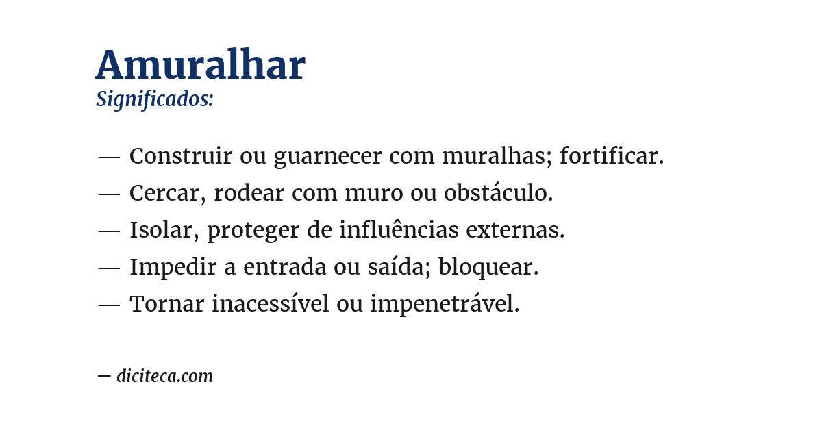 Significado de amuralhar