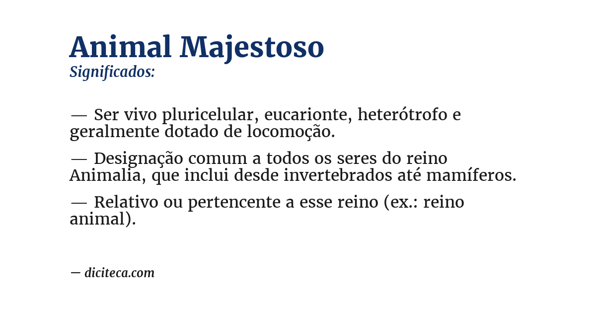 Significado de animal majestoso