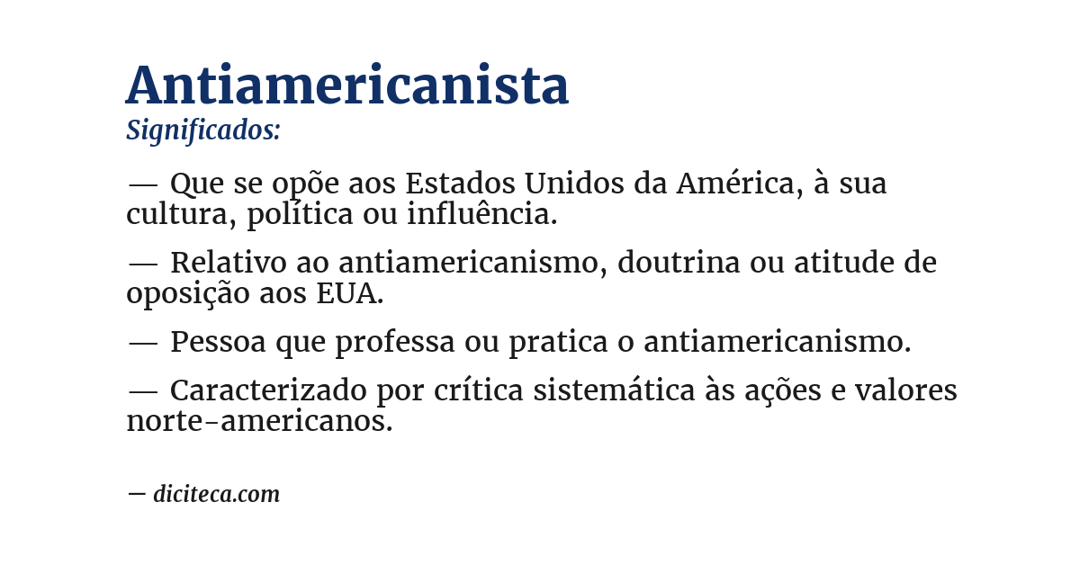 Significado de antiamericanista