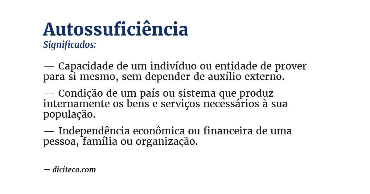 Significado de autossuficiência