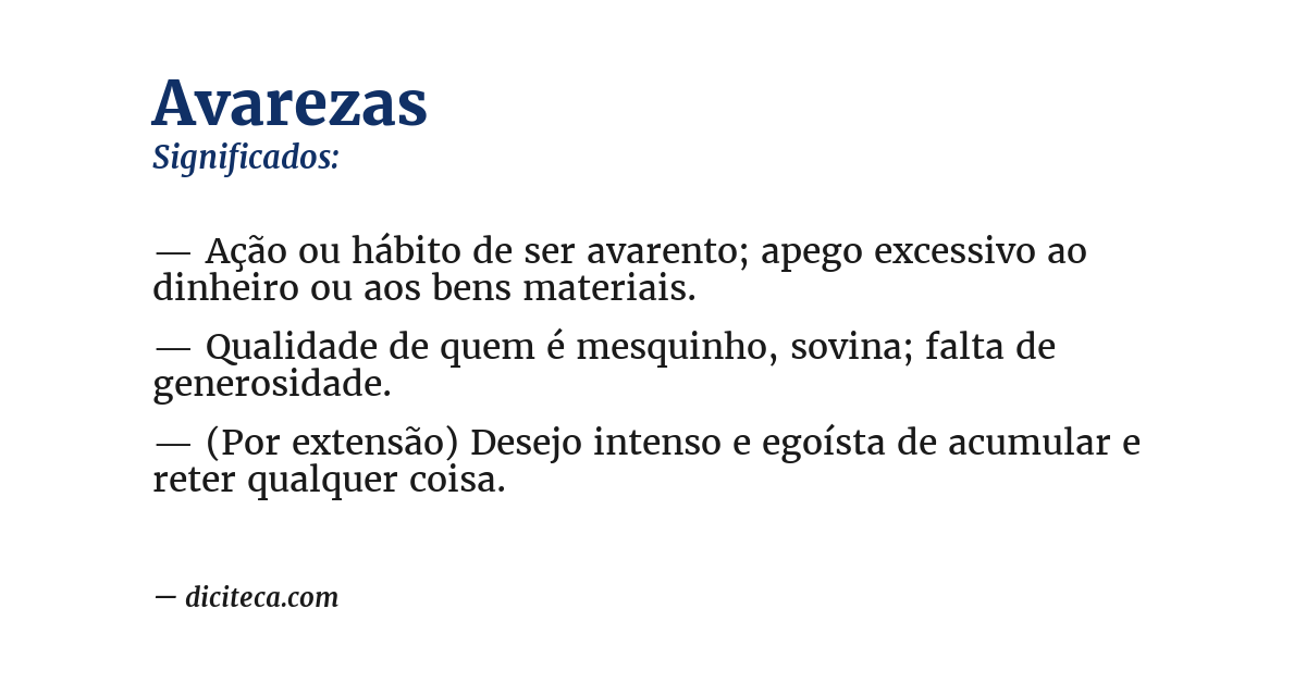 Significado de avarezas