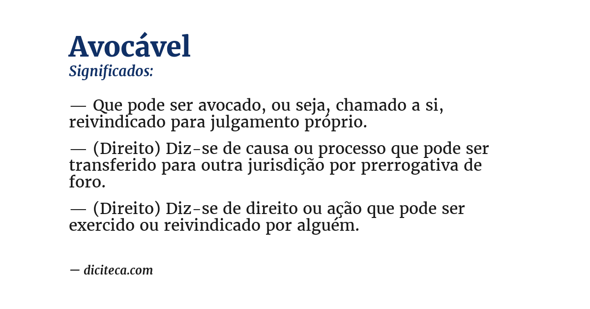 Significado de avocável
