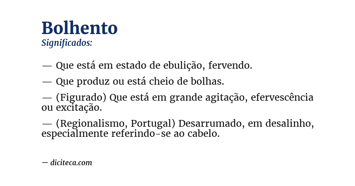 Significado de bolhento