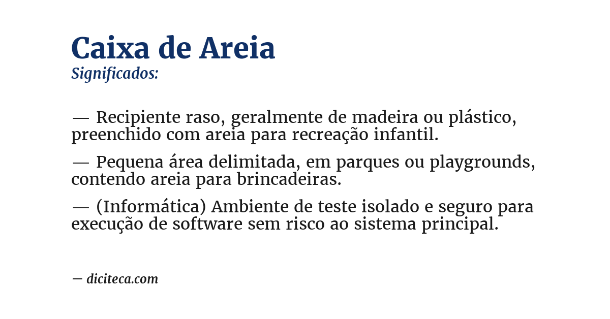 Significado de caixa de areia